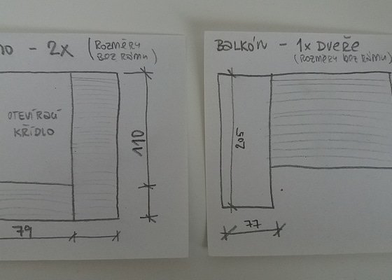 Sítě proti hmyzu  - 2x okno, 1x balkónové dveře