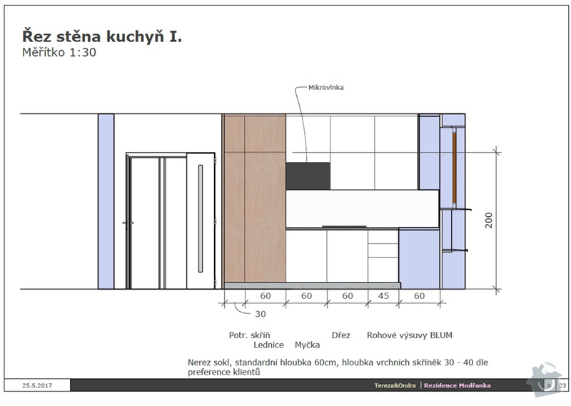 Výroba kuchyňské linky na míru: Rez_stěna_kuchyň