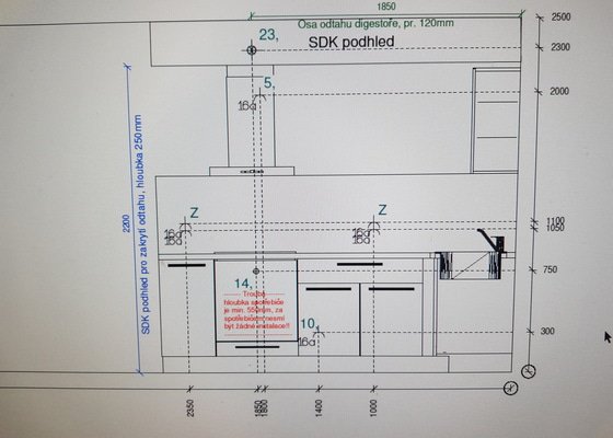 Příprava elektrických rozvodů  před instalací kuchyňské linky 