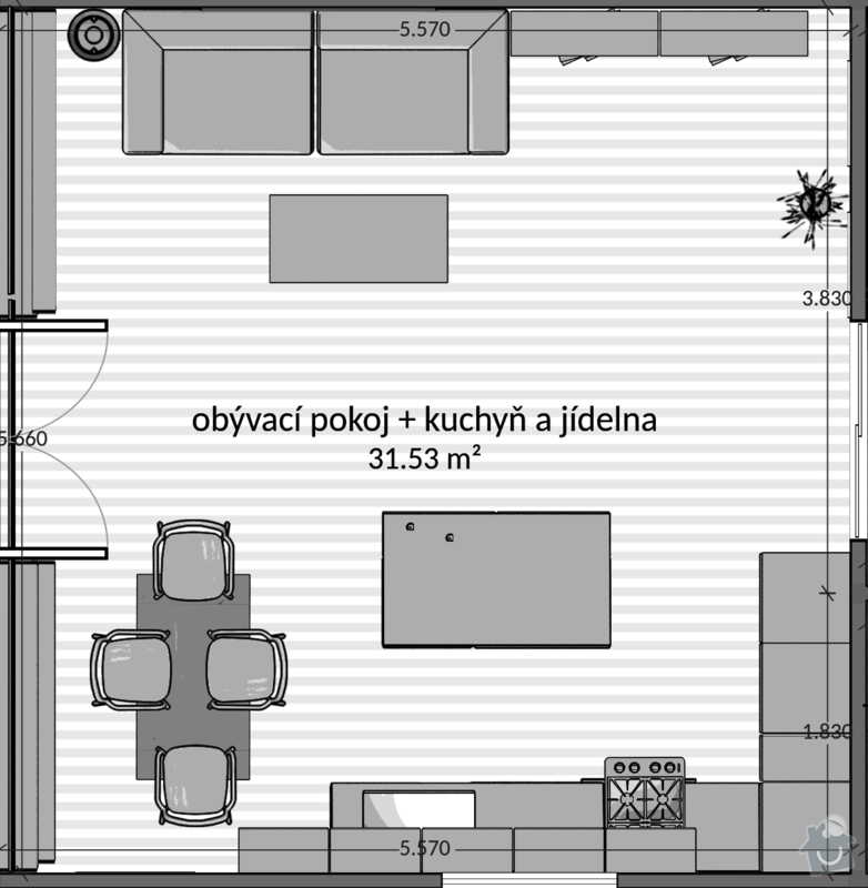 Kuchyně s ostrůvkem: nakres_kuchyn