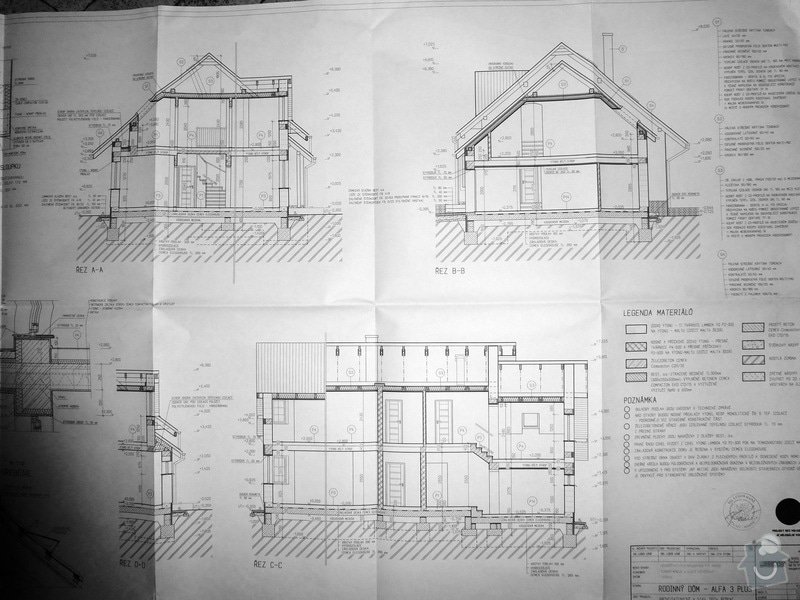 Stavba střechy rodinného domu: pohledy/řezy