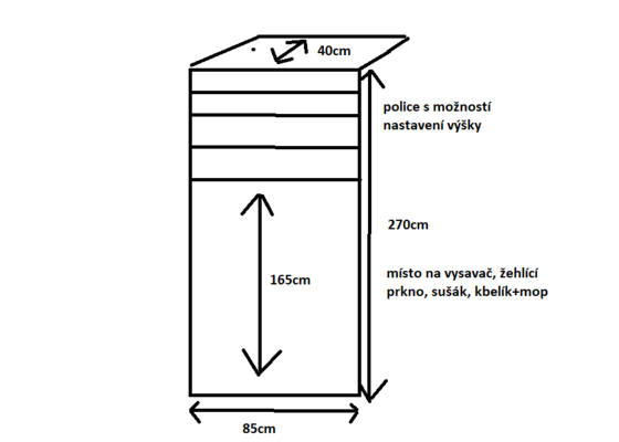 Výroba a montáž skříně na míru - stav před realizací