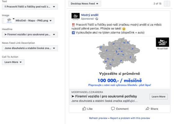 Propagace náboru na řidiče - Modrý anděl