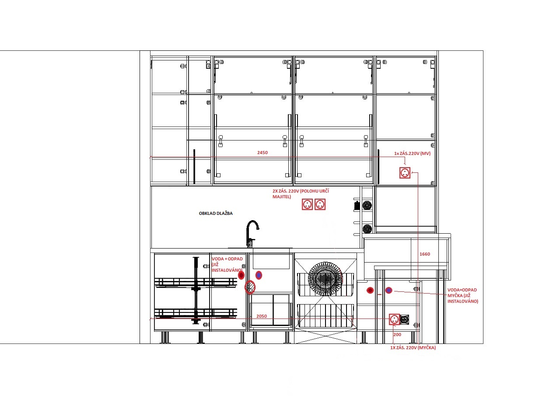 Elektroinstalace rozvodů pro kuchyňskou linku - stav před realizací