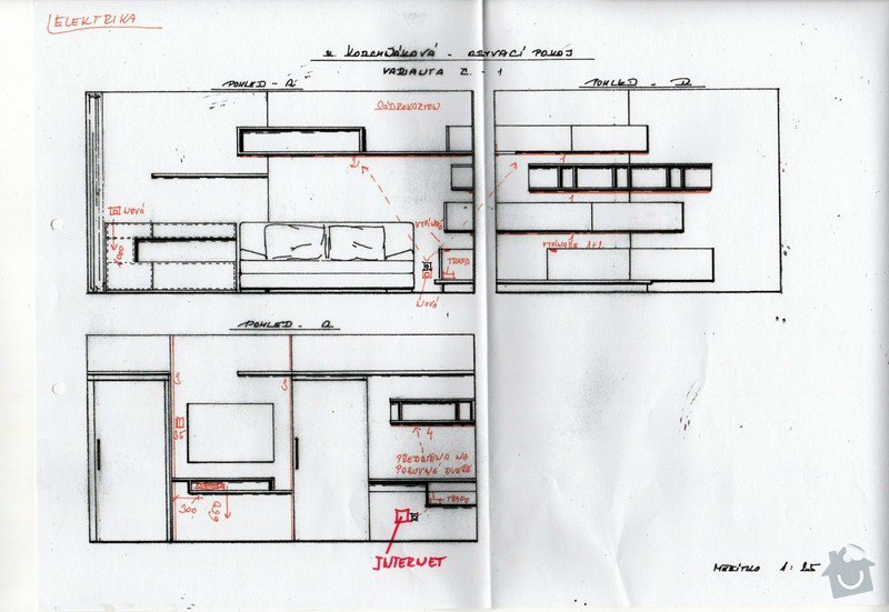 Rekonstrukce bytu 2+1 v paneláku: Elektrika obývák