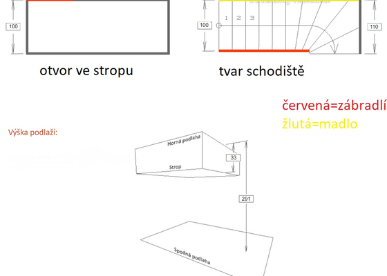 Interiérové schody kov-dřevo - stav před realizací