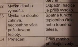 Topné těleso v myčce a odpadní hadice v pračce - stav před realizací