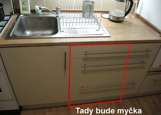 Zapojení myčky, drobná úprava kuchyňské linky