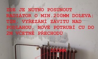 4x výměna radiátorů + 1x úprava potrubí před montáží - stav před realizací