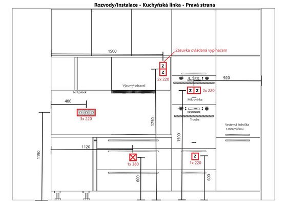 Příprava rozvodů pro Kuchyň a instalace světel