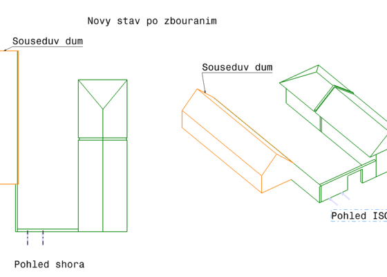 Bourání části starého domu - stav před realizací