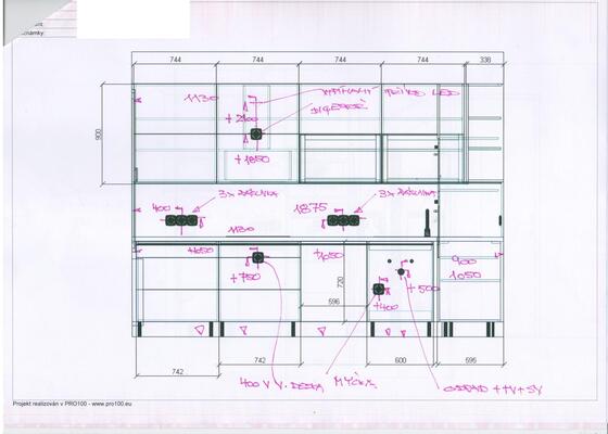 Příprava el. rozvodů a voda/odpad pro kuchyň