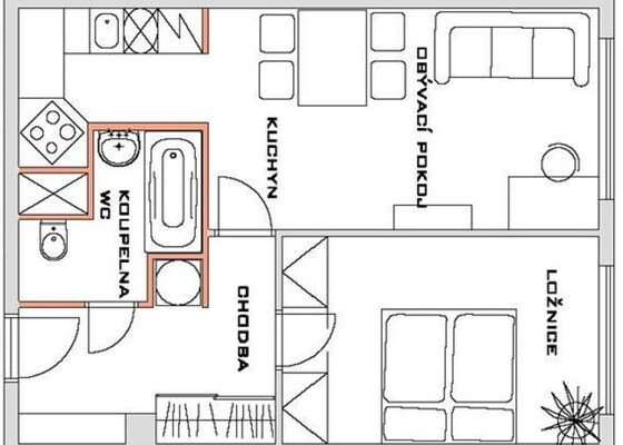 Malování bytu, 3 místnosti, 43 m²