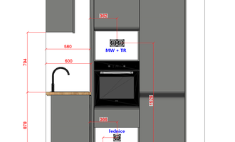 Příprava na montáž kuchyně (rozvod vody, odpadů a elektřiny) - stav před realizací