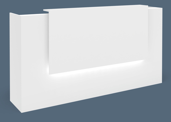 2x Prodejní Recepční pult bílý šířka 160cm, nejlépe osvětlený
