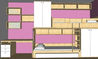 Výroba a částečně návrh nábytku do dětského pokoje - stav před realizací