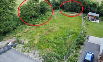 Úprava stavební parcely (sečení trávy, odstranění náletových dřevin a pařezů) - stav před realizací