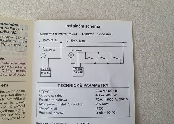 Nová zásuvka a instalace stmívače