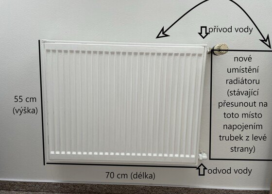 Instalace radiátoru - stav před realizací