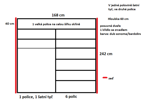 Vestavěná šatní skříň - stav před realizací