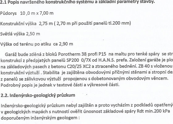 Projekt statiky dvougaráže