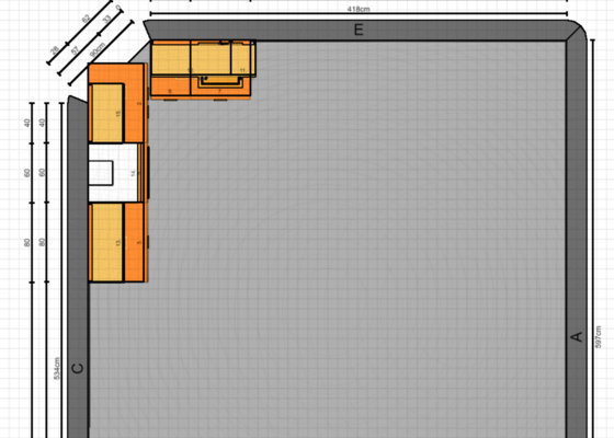 Částečná montáž kuchyňské linky - plus potřeba seříznout záda spodních skříněk