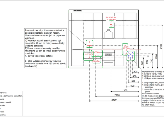 Příprava rozvodů pro kuchyň