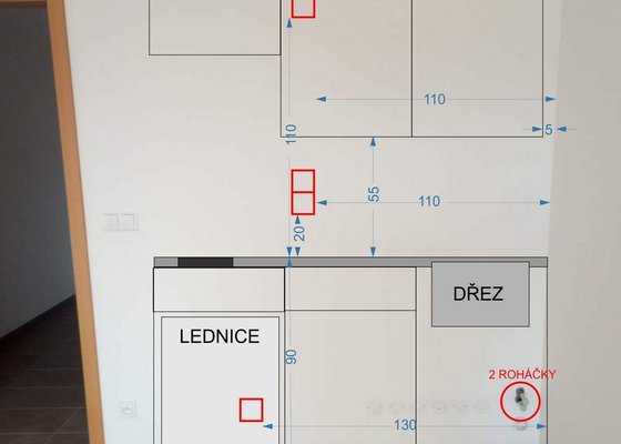 Příprava rozvodů pro kuchyň elektro, montáž strop. světel