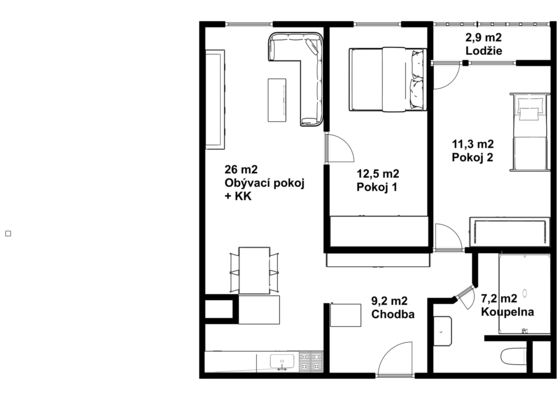 Malování pokojů, 3 místnosti, 40 m²