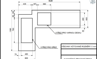 Kuchyňské pracovní desky - stav před realizací