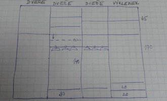 2 vestavene skrine, 1 televizni stolek - stav před realizací