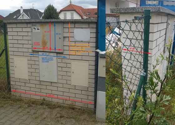 Výměna elektroměrového rozvaděče (plechové skříně) a úprava/oprava vyzdění pilířku