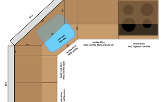 Složení kuchyně + dodělání skříňky a poliček na míru - stav před realizací