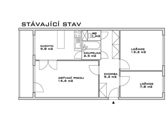 Rekonstrukce jádra a předsíně panelového bytu 3+1