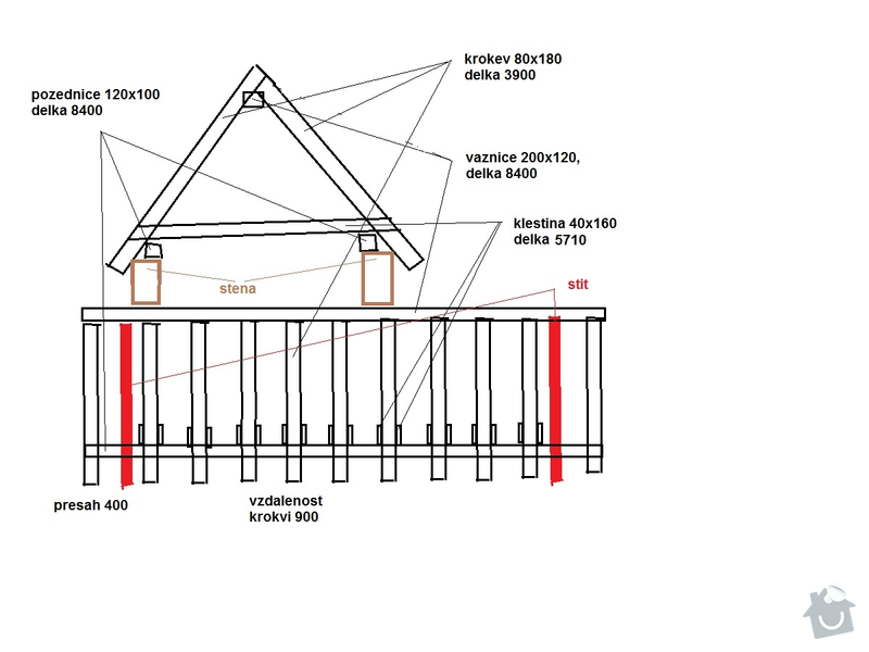 Dřevený krov: nakres2
