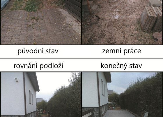 Provedení zámkové dlažby a zastřešení pro 3 auta