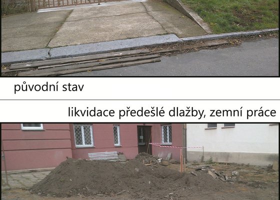 Stavební úpravy dvora činžovního domu a pokládka zámkové dlažby