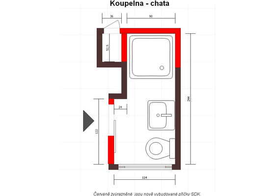 Stavba koupelny - stav před realizací