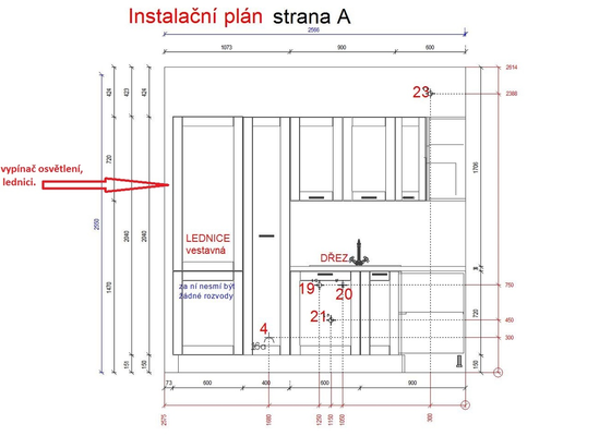 Příprava pro montáž kuchyňské linky 